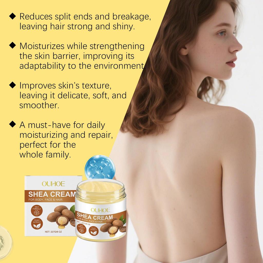 OUHOE Shea Butter Multi-Function Care Cream – Gentle Nourishing Moisturizer, Protects Skin, Relieves Dryness, Suitable for Whole Body 227g