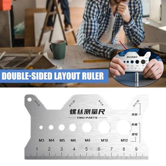 1/2Pcs Metric Imperial Metal Thread Pitch Easy to Operate Compact with Double-Sided Layout Portable Thread