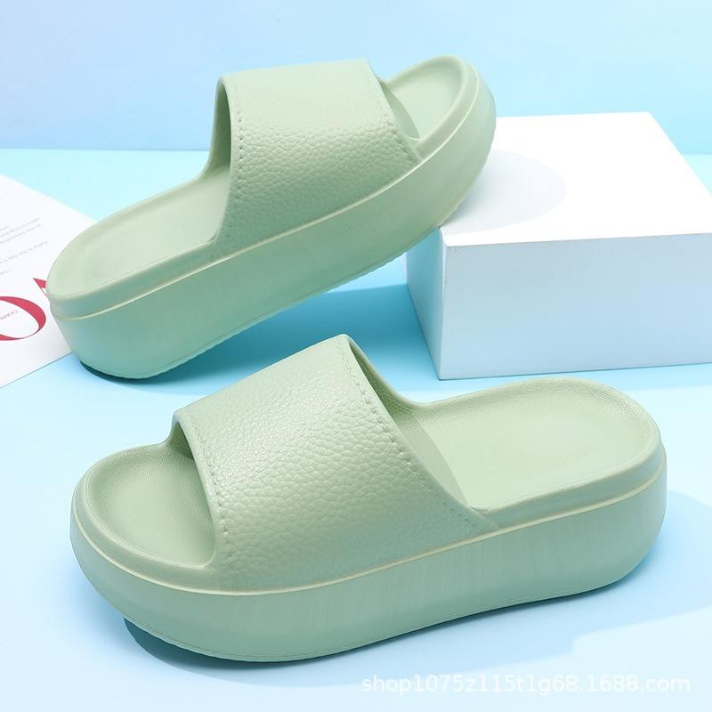 

Summer new women s solid color one-word thick bottom non-slip wear-resistant fashion casual outdoor beach cool slippers 40-41 светло-зеленый