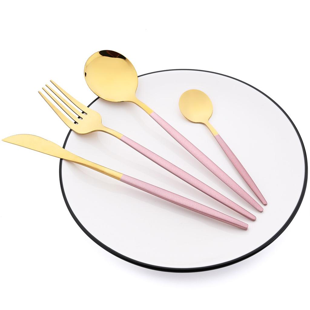 24Pcs Mint Gold Dinnerware Set Knife Fork Coffee Spoon Cutlery Western Stainless Steel Tableware Flatware Kiechen Silverware