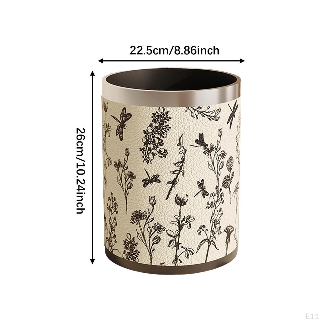American Style PU Leather Wastebasket for Dorm and Bathroom