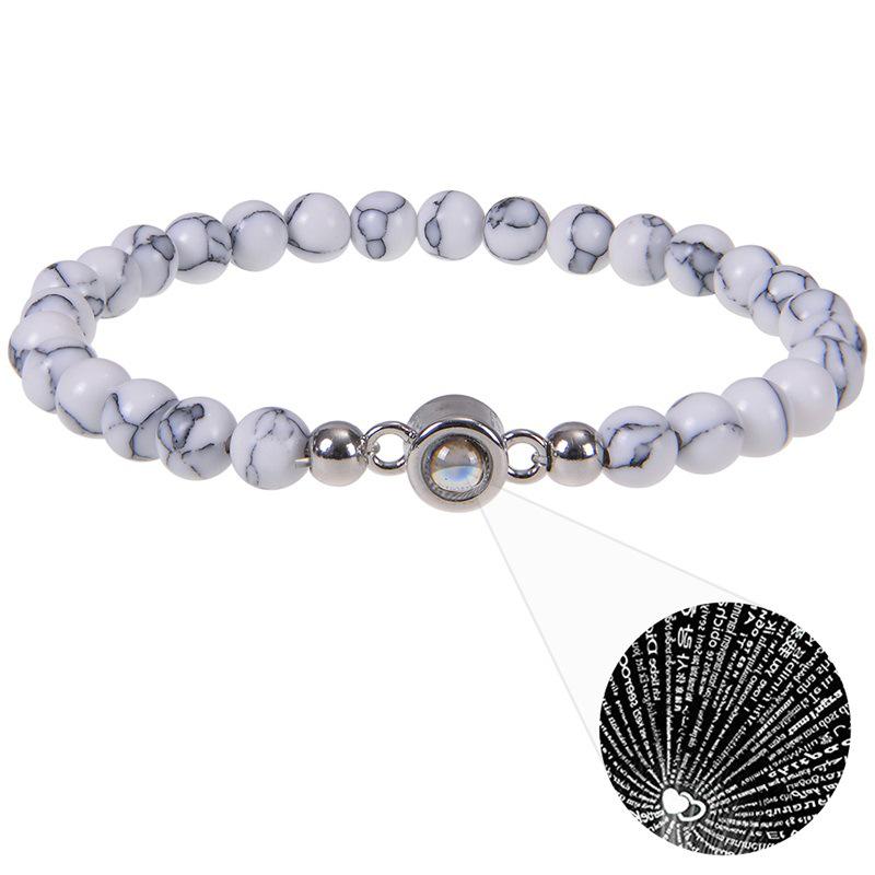 6mm Natural Tiger Eye & Zebra Stone 100 Languages Projection Couple Bracelet