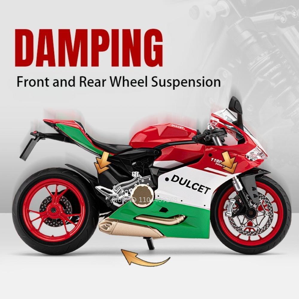Large 1:9 1199 RR1000 Motorcycle Model Car Toy Shock Absorption Wheel Steering Metal Diecast Motor Models Hobby Ornaments Gifts