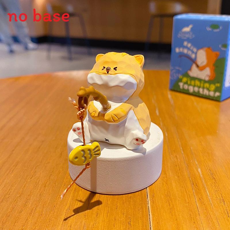 Resin Cat Art Toy With Fishing Motif For Wedding Or Birthday Gift