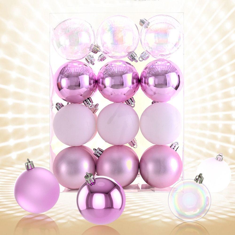 24pcs Plastic Christmas Balls 6CM Xmas Tree Bauble Ball Xmas Decorative Hanging Ornaments  Props