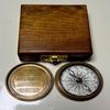 Brass Pocket Compass with Wooden Box Engraved Nautical Gift Birthday Gift