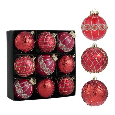 9x Glitter Christmas Ball Ornaments Shatterproof Indoor Outdoor Holiday 8cm for Club Thanksgiving Party Event Wreath Festival