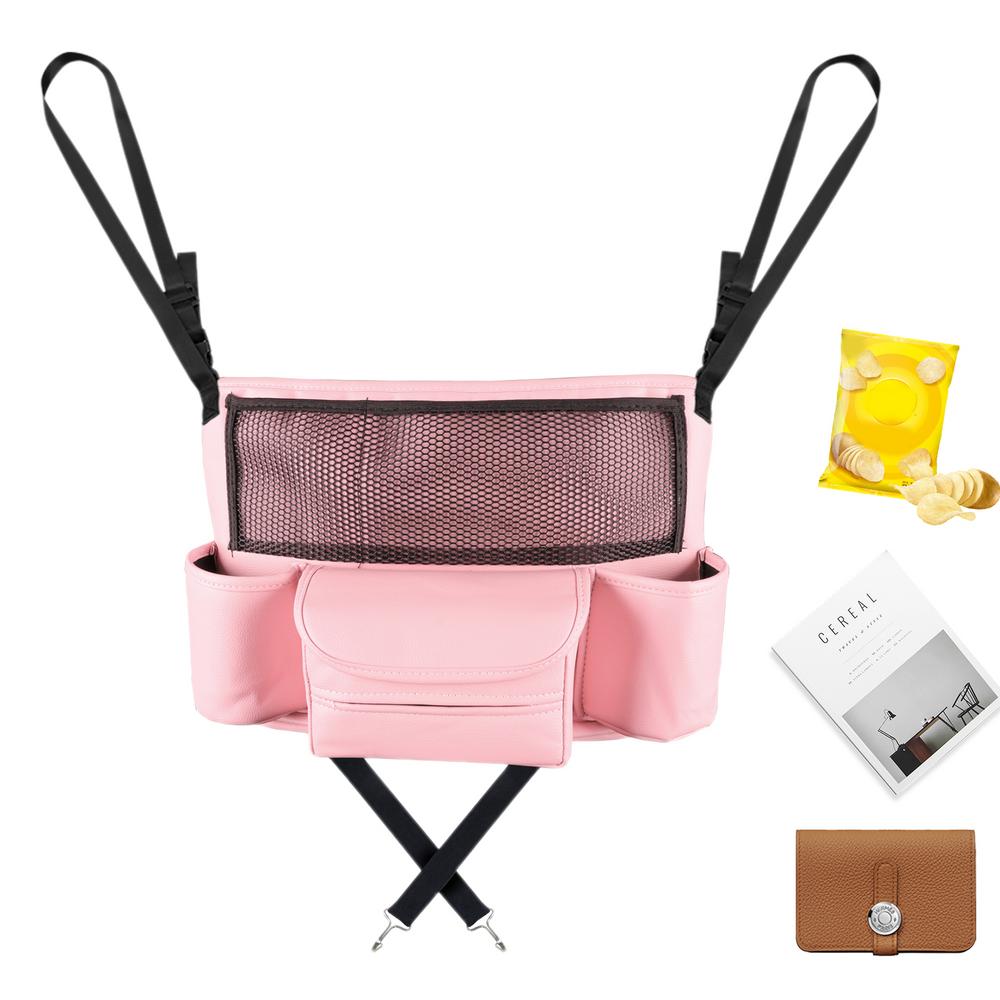 

Автомобильный органайзер для хранения между сиденьями, многофункциональный сетчатый чехол из искусственной кожи для водителя, большая вместимость, автомобильная консоль розовый