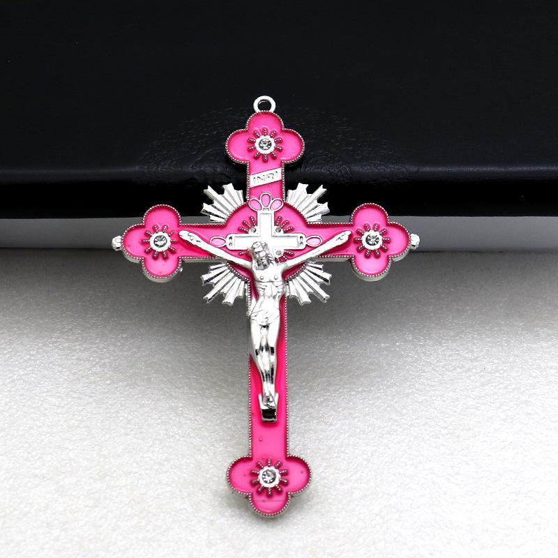 Metal Enamel Crystal Flower Crucifix Cross Spiritual Religious Jesus Catholic Blessing Faith Gifts Prayer Church Decor 2025 New