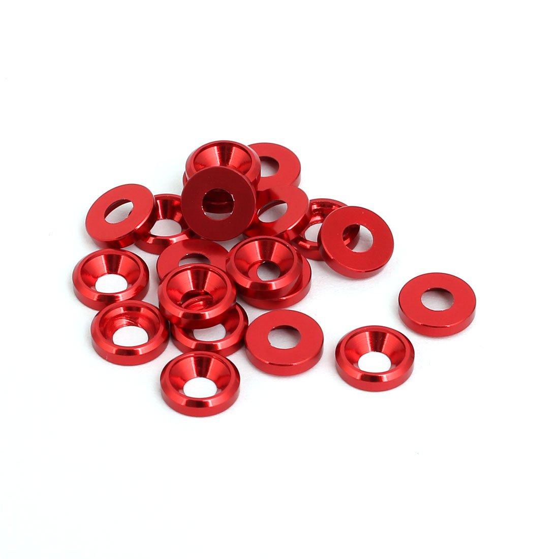 

uxcell Fender Washer Aluminum Alloy Red M3 Flathead Screw Concave Washer Pack of 20