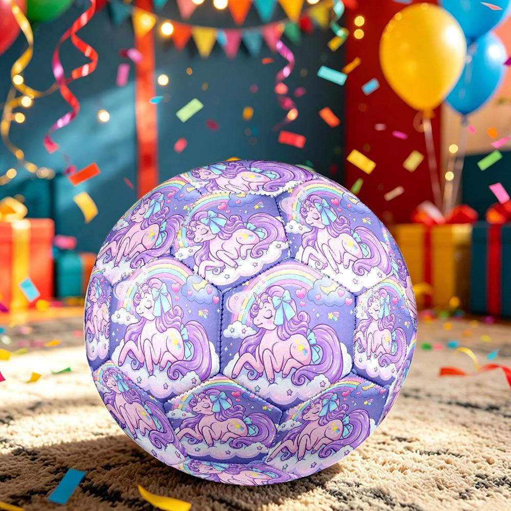 1pc Unicorn Dreams Themed Soccer Ball, Size 5, Lightweight PVC Material, Outdoor Training Soccer Ball Gift. q62227