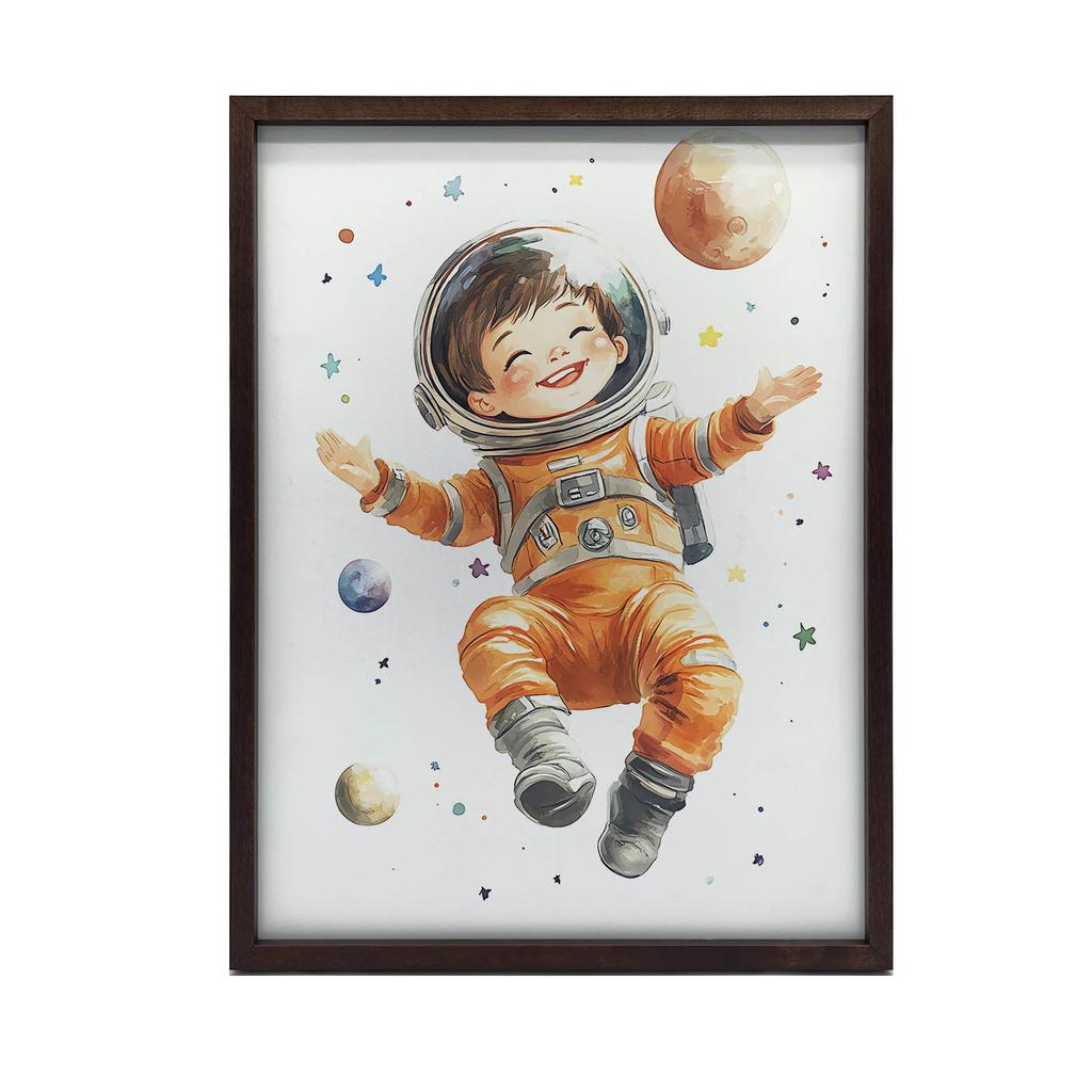 Plakat Mały Kosmonauta Plakat Mały Kosmonauta, 70X100 Cm, Rama Drewniana Ciemny Brąz, Papier Matowy 230 Gsm