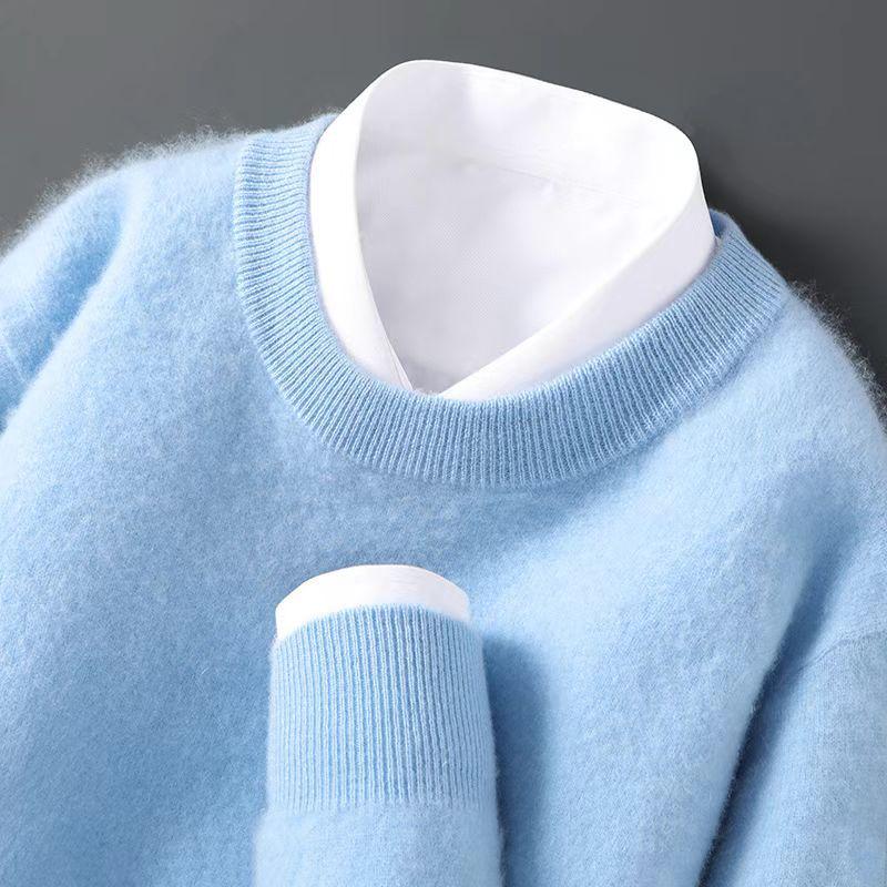 Herren Wollpullover mit Rundhalsausschnitt - Weich, Locker und Bequem Vielseitige Strickware für Herbst und Winter