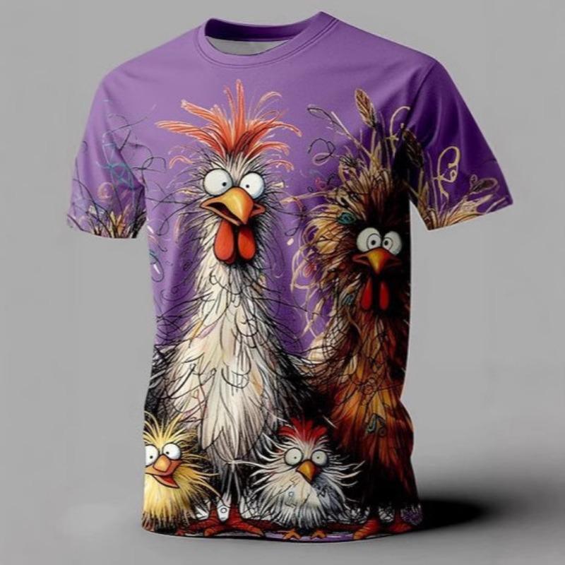 Men's Summer Loose Line Drawing Abstract 3D Printed Round Neck Casual T-shirt