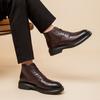 Mode Brogue Echtes Leder Herrenstiefel Modischer Gentleman-Stil Business Büro Outdoor formelle Party Qualität Erwachsenenschuhe Schwarz