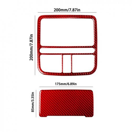 2Pcs Red Carbon Fiber Interior Overhead Console Cover Trim For Hyundai Azera