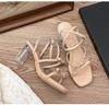 Stepping On Shit Feels Cool Slippers Women Summer Wear Thick Heel Rhinestones Word with High Heel Sandals Women Black High Heels Women Summer