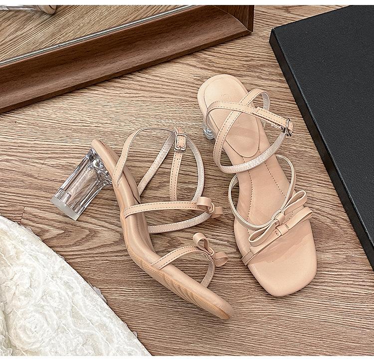 Stepping On Shit Feels Cool Slippers Women Summer Wear Thick Heel Rhinestones Word with High Heel Sandals Women Black High Heels Women Summer
