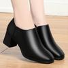 Fashion Casual Spring and Autumn Shoes Single Shoes Deep Heel Women's Shoes Women's Leather Shoes Square Head