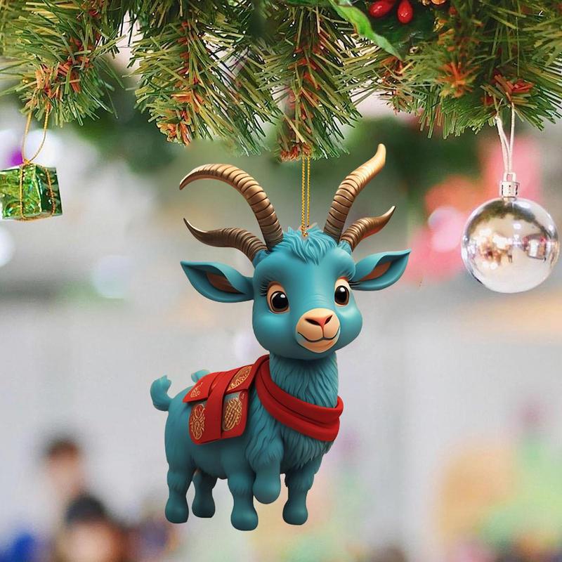 Christmas Cute Goat Home Party Decor 2D Christmas Tree Ornaments For Home Xmas Decoration Party Supplies
