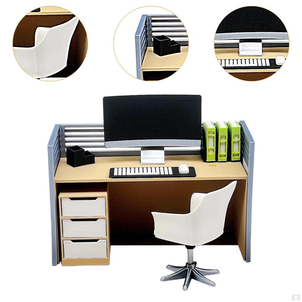 Dollhouse Decor Scene Toys Mini Computer Desk 1/12 Dolls House Gifts