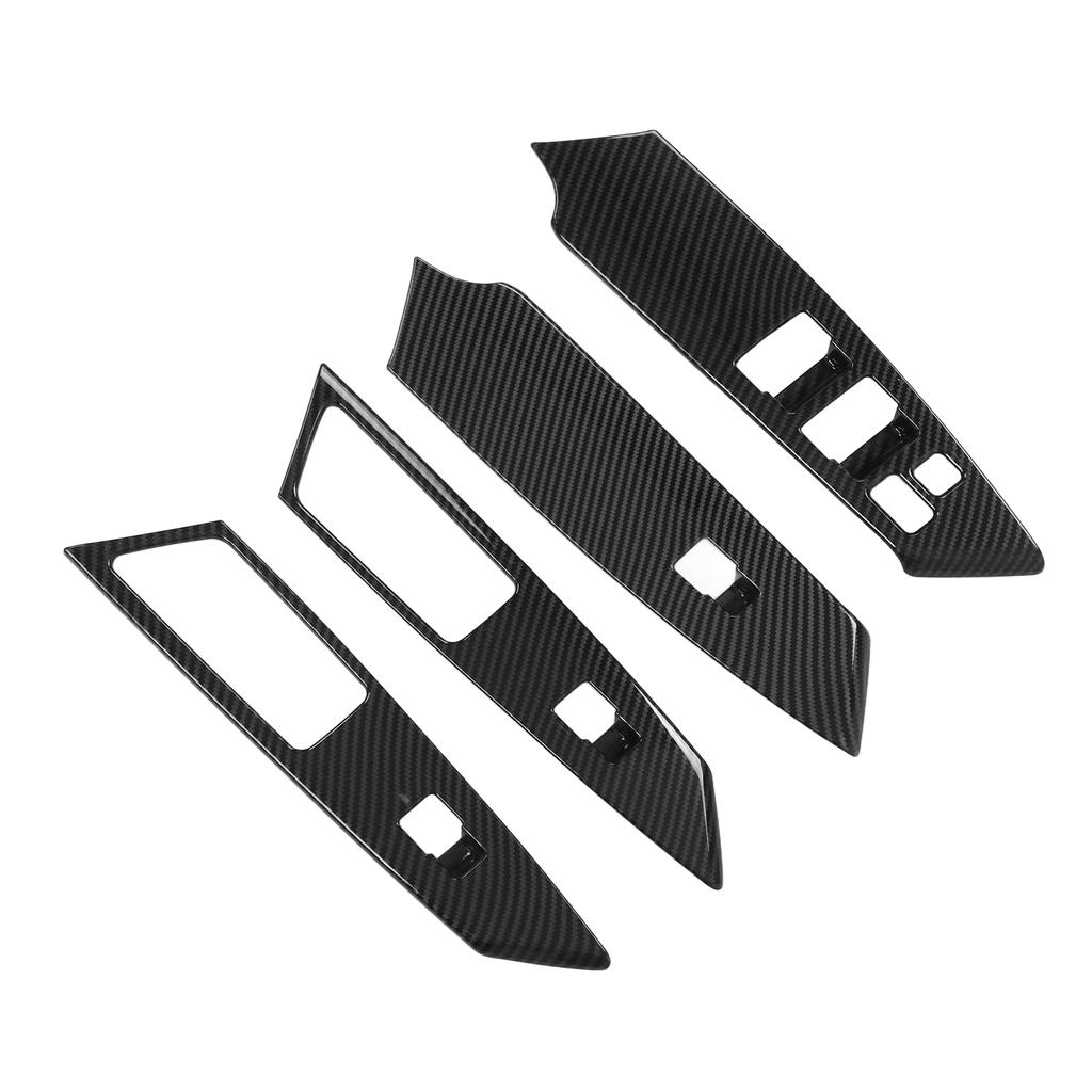 4pcs Door Armrest Window Switch Trim Carbon Fiber Style Replacement for Mitsubishi Pajero Montero Shogun Sport 19‑21