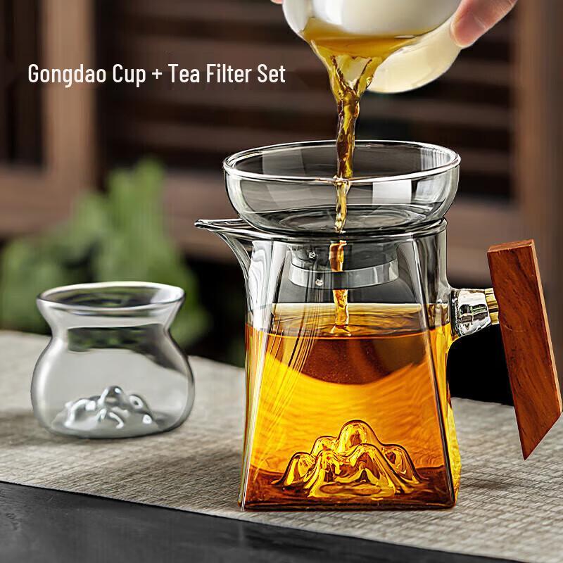 

Baqianxing Glass Tea Fair Cup Set with Integrated Filter