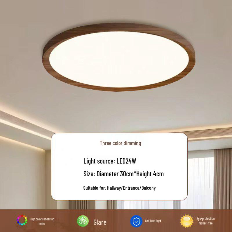 

Solid Wood Ultra-Thin Chandelier - Song Dynasty-Inspired Ceiling Light for Study & Bedroom Tri-color Lighting