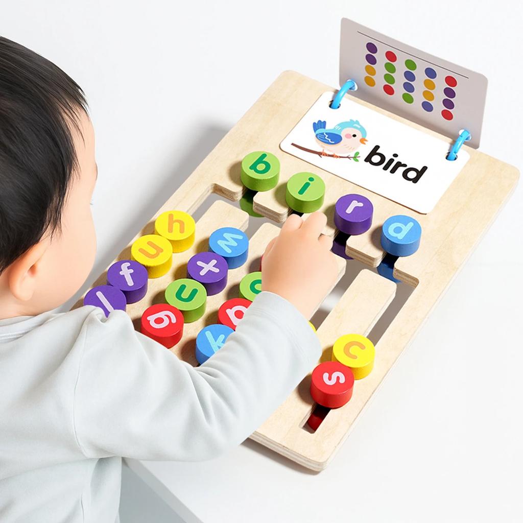 Baby Color Math Toy Double Side Color Matching Spell Words Children Early Educational Wooden Toy Baby Monterssori Preschool Toy