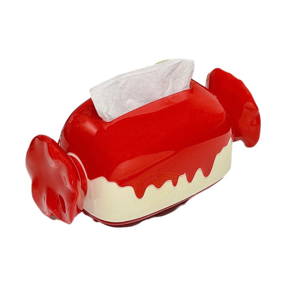 Tabletop Decor Cartoon Candy Tissue Box Decorative Large Capacity Napkin Holder Plastic Exquisite Tissue Box Storage Function красный