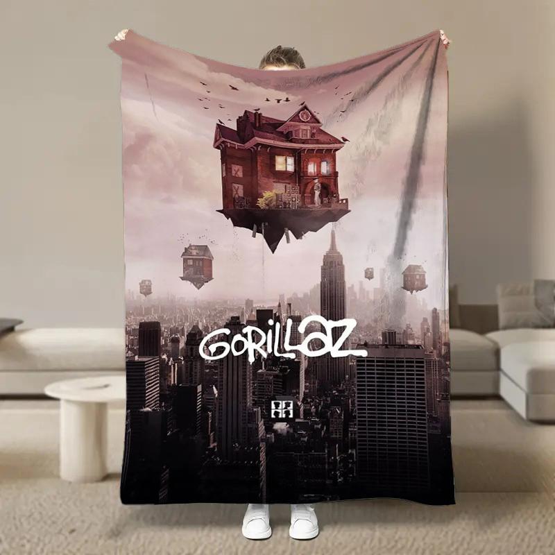 Wirtualny Zespół Rockowy Anime G-Gorillaz Miękkie Kocyki, Koc Grzewczy Komfortowy Koc na Piknik Łóżka Kanapę Domowy Sypialnia