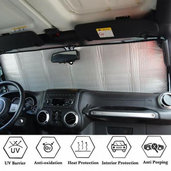 Front Windshield Sun Visor Block UV Sunshade Accessories For Jeep JK Wrangler TJ
