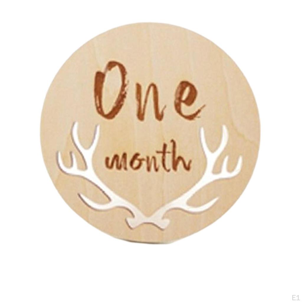 12 Pcs Beautiful Wooden Monthly Cards Newborn Photoshoot Props Growth Markers