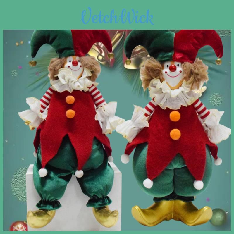 Charming Handmade Clown Figurine For Christmas Decor Plush Material Festive Gift Ideal For Holiday Spirit