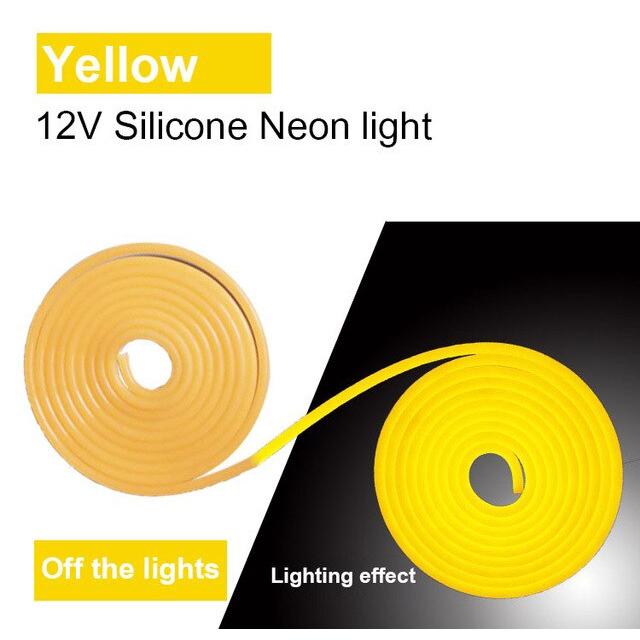 

Світлодіодні стрічки Neon IP67 Водонепроникні 120LED/M 12V flexible Lights Flex String for Bar Christmas Decoration 2M & EU plug жовтий