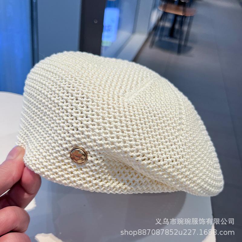 Beret women's summer simple small standard casual thin breathable painter hat trendy round face showing small face out of the street bud hat