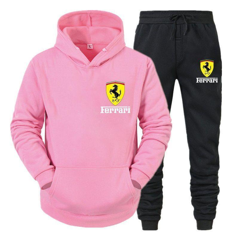 

Ferrari Suit Spring and Autumn Men s and Women s Hooded Sweatshirts Personalized Trendy Casual Pullover Tops XXL рожевий