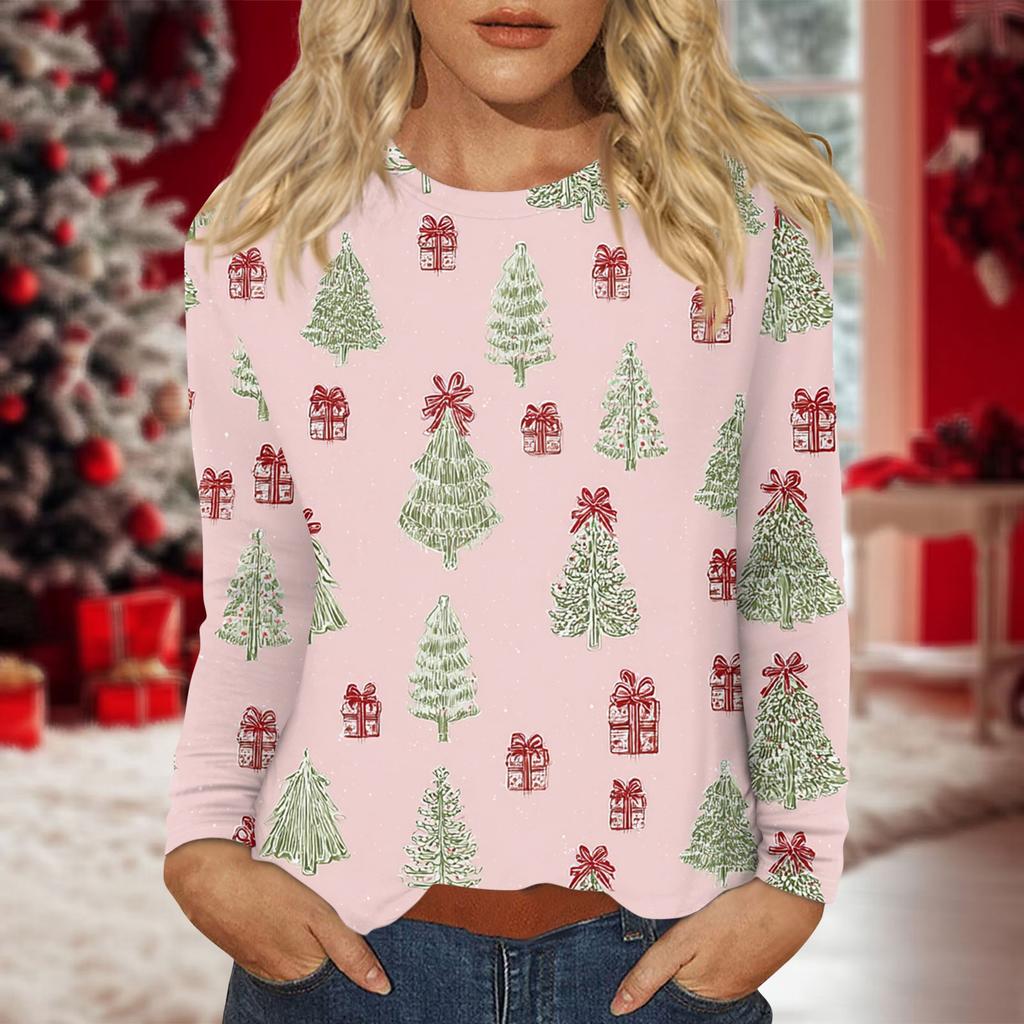 Women's Daily Casual Long-sleeved Printed O-neck Top