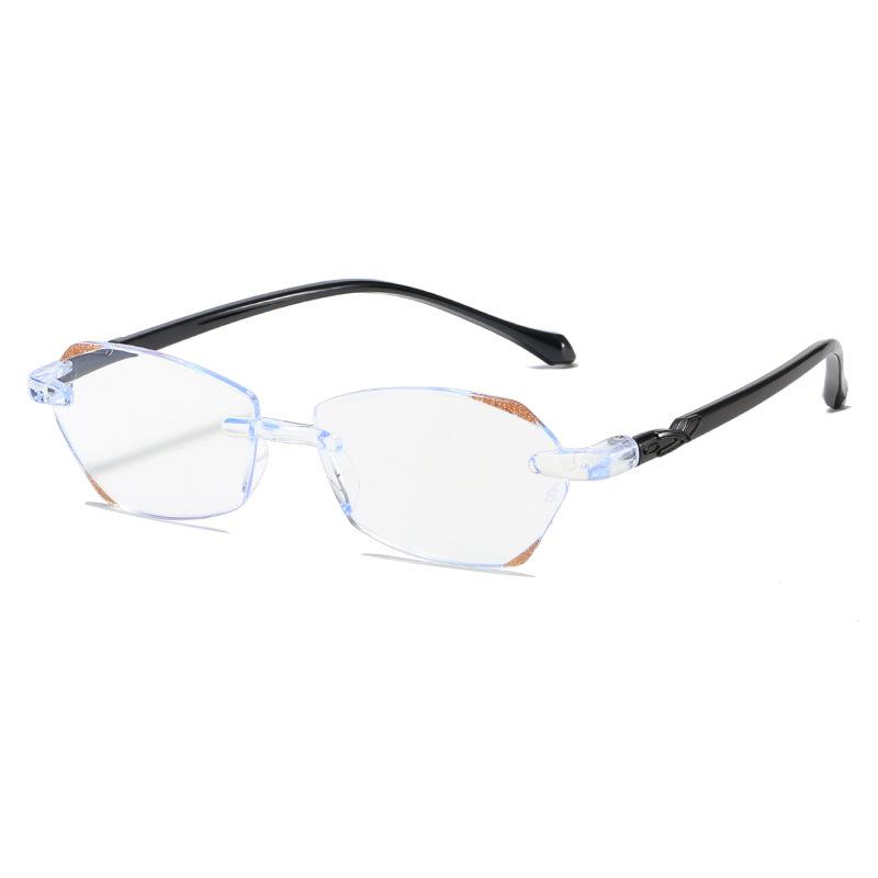 Rimless Reading Glasses Women Vintage Frameless Diamond Cut Edge Hyperopia Eyeglasses Anti Blue Light Computer Eyewear +1.0~+4.0