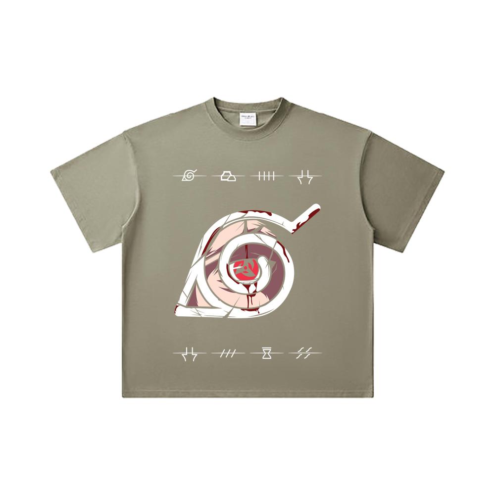 260 GSM Double Yarn 32 Count 100% Cotton Naruto V19 Sharingan Print Unisex Heavy Cotton T Shirt