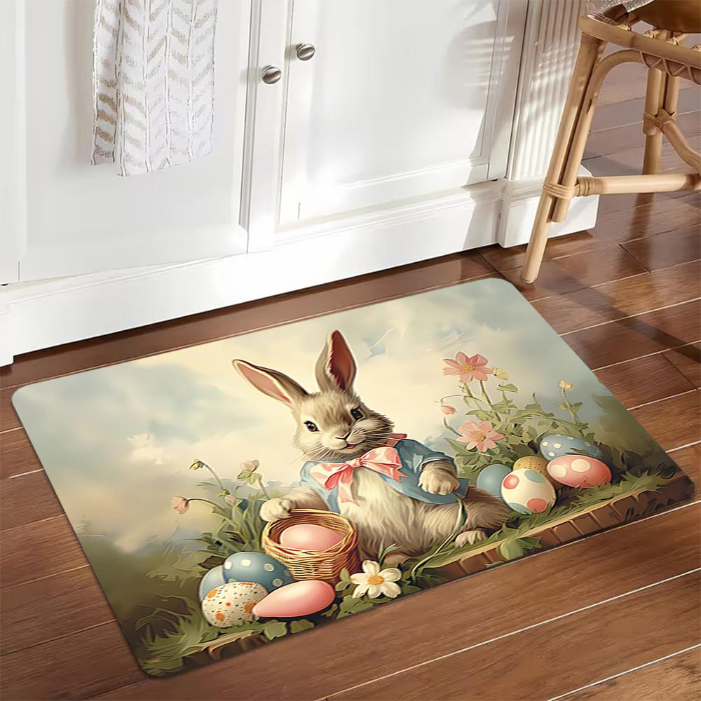 Easter Bunny Decorations Set Decoration,Carpet,Living Room,Bedroom, Non-slip,Square rug