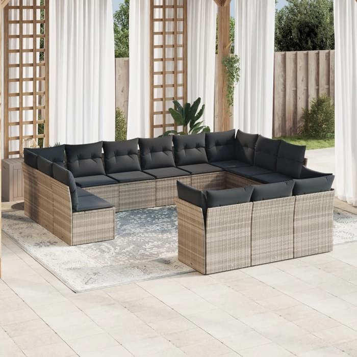 VidaXL Garden Lounge Set with Cushions 11 Pcs, Patio Sofas, Patio Furniture Set, Outdoor Furniture, Beige 3254255
