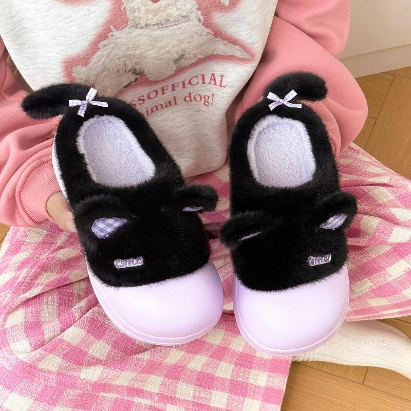 Cute Cute Cat Ear Cotton Slippers Velvet Thick Bottom Home Wear Warm Non-slip Cotton Slippers Women