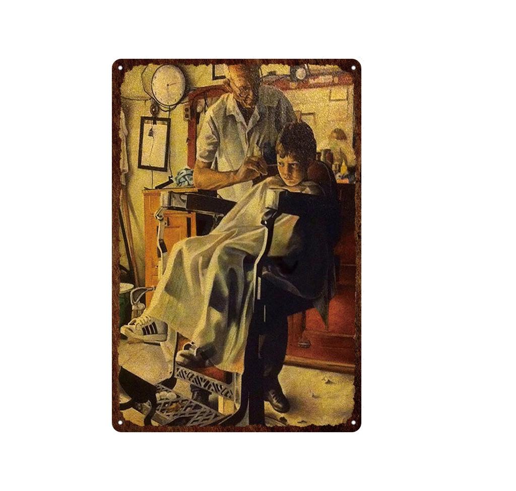 Outils de barbier de Style européen, signe en étain en métal, plaque murale Vintage, décor de magasin de tatouage, Plaques de peinture imprimées artistiques