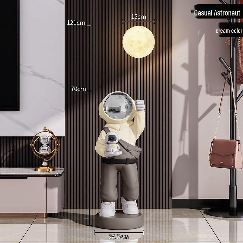 Large Astronaut Figurine with Starry Sky Light – Floor-Standing Decoration for Living Room or TV Cabinet, Perfect Housewarming Gift.