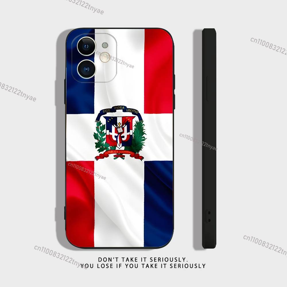 Dominican Republic Flag For iPhone 17,16,15,14,13,12,11,Pro,X,XS,Max,XR,Plus,Mini Soft Silicone Phone Case Black Shockproof TPU