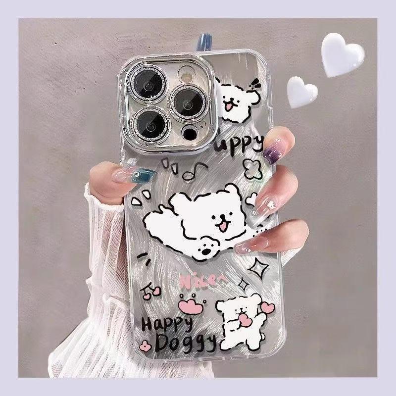 Cartoon Dirt-Resistant Yarn Flying Puppy Case for Apple 11/13/14 Pro/15/16/17 Pro Max