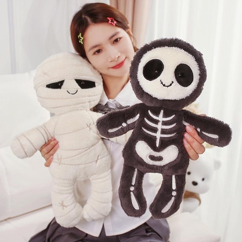 20-45Cm Cute Cartoon Halloween Plush Toys Skeleton Mummy Dolls Soft Stuffed Animals For Kids Halloween Decor Party Creative Gift