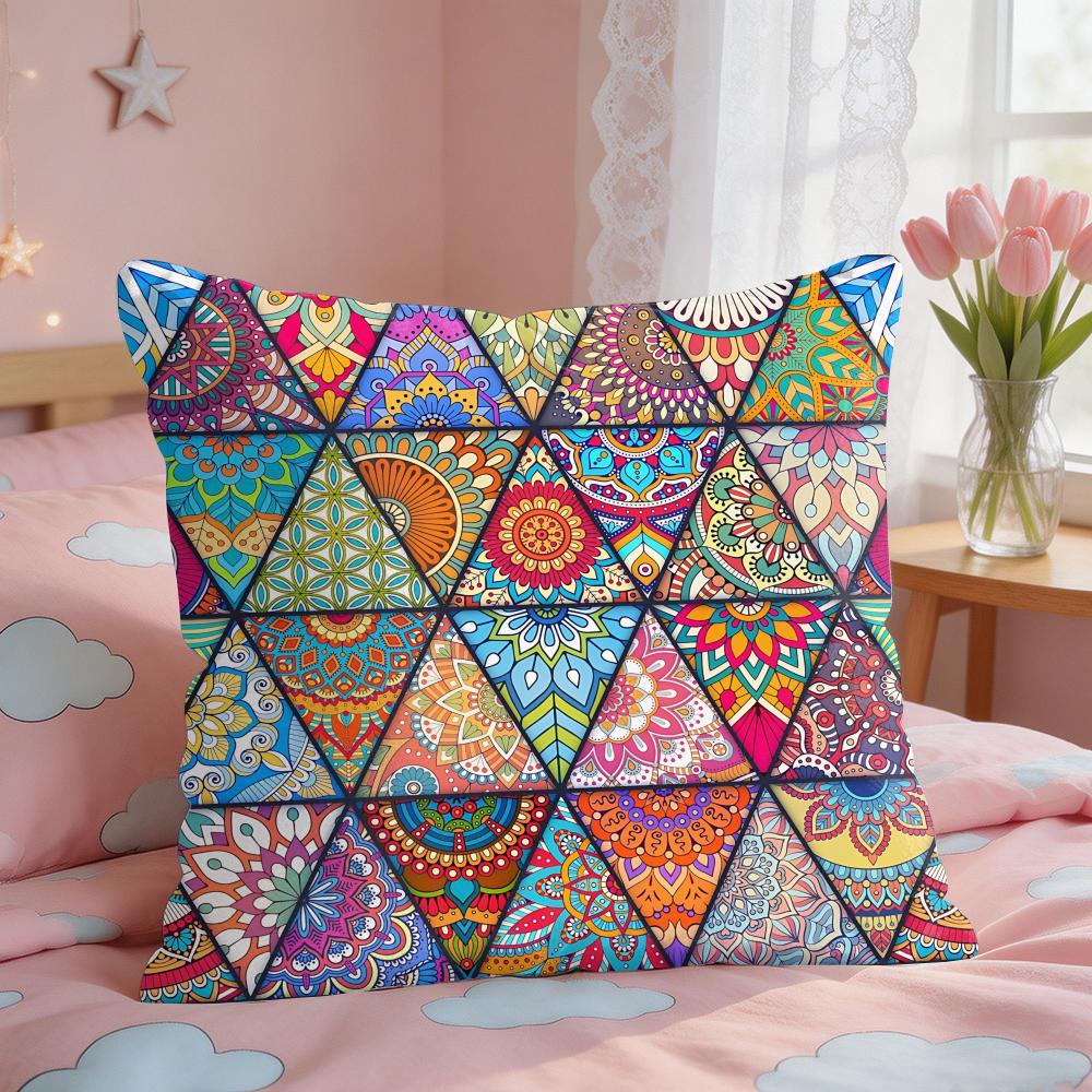 StainedGlass Inspired Bohemian Textile Cushion Cover Short Plush Pillow Case Room Sofa Cushion Covers Home Decor Funda