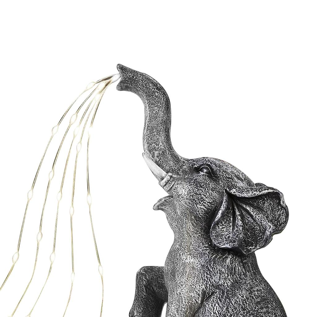 Acgarten Statua Giardino Solare – Elefante Con Cucciolo – Decorazione Da Esterno Con Luce LED